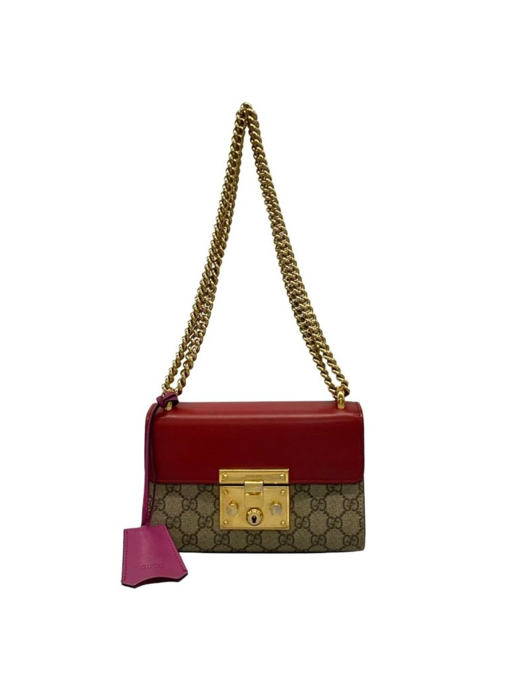Gucci Shoulder Bag GG Supreme Box Beige Red Leather